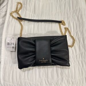 NWT Kate Spade Millie Bow Flap Crossbody in Black and Gold!